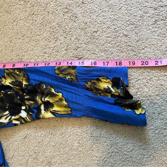 Free People Shorts Romper Women’s Small Blue With Flowers Flowy Arms Waist Tie - Picture 12 of 12